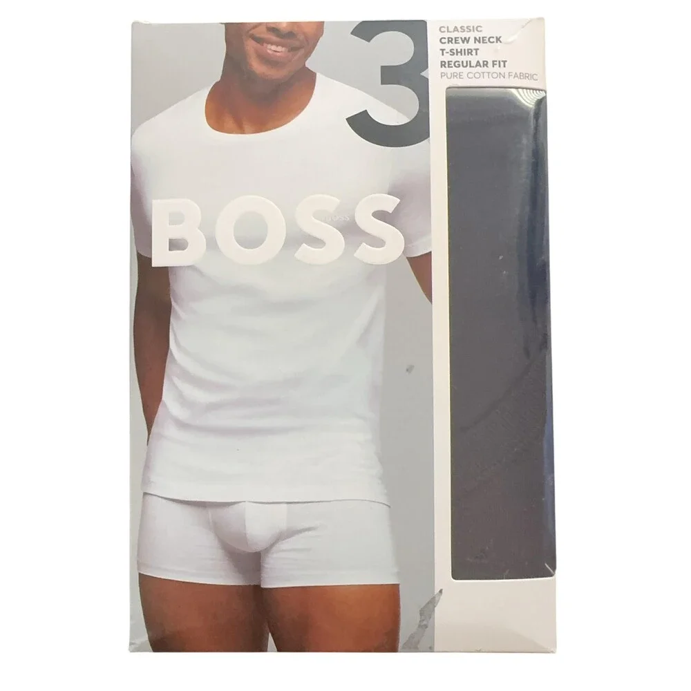 Boss Shirt Mens Medium Blue 3 Pack Crew Neck Regular Fit Cotton Undershirt Tee